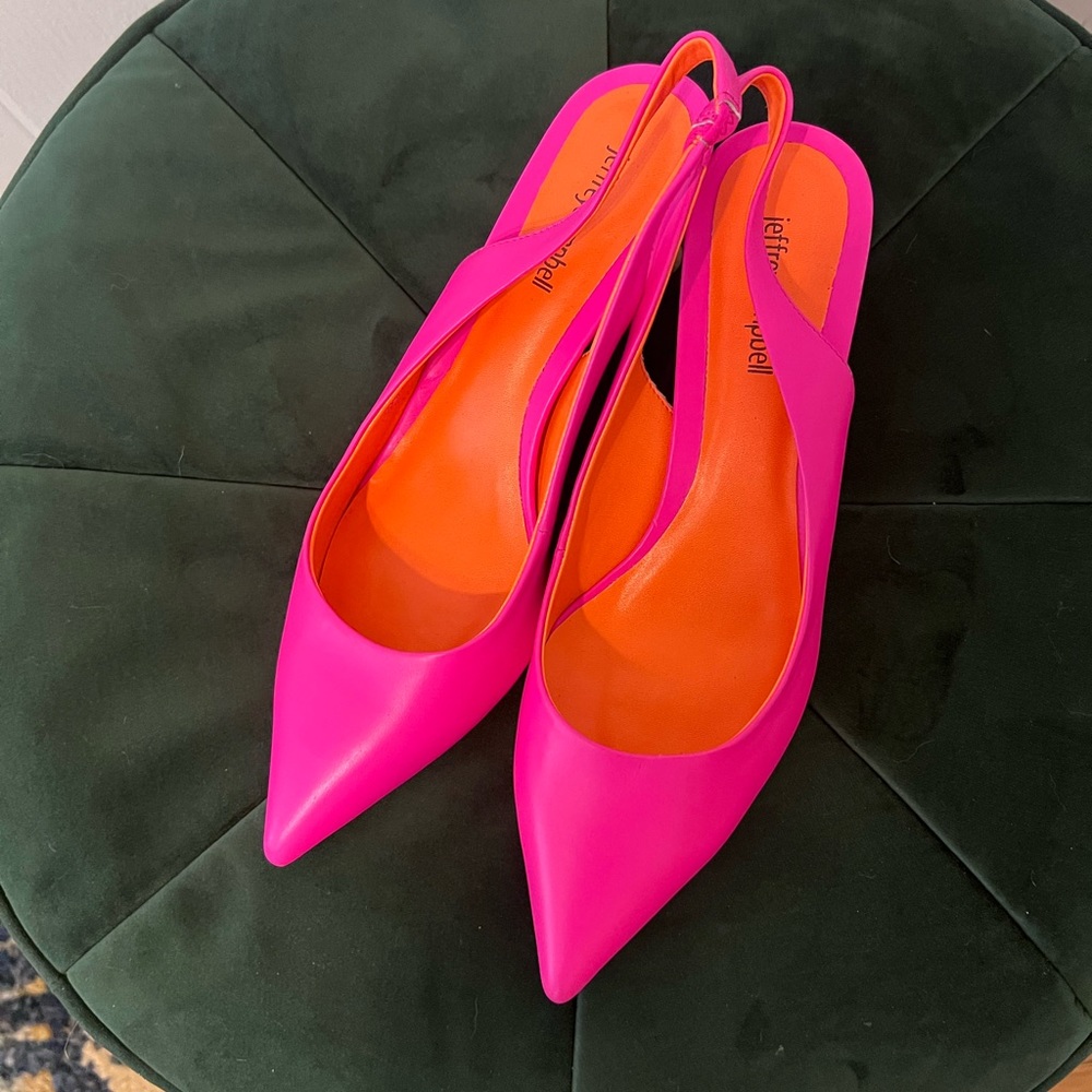 Jeffrey Campbell Hot Pink Pointy Toe Kitten Heel Slingback shoes NEW 9.5